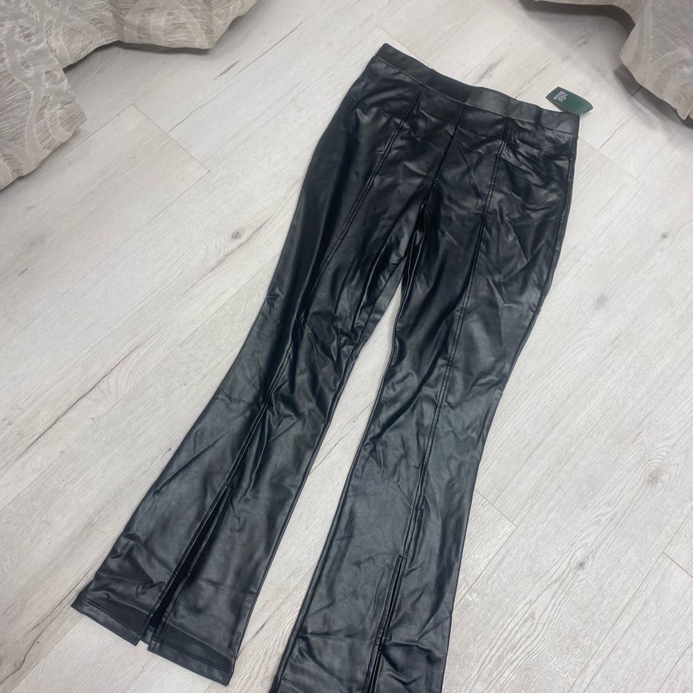 Wild Fable Faux Leather Black Flare Pants